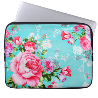 Vintage Chic Pink Floral Laptop Sleeve