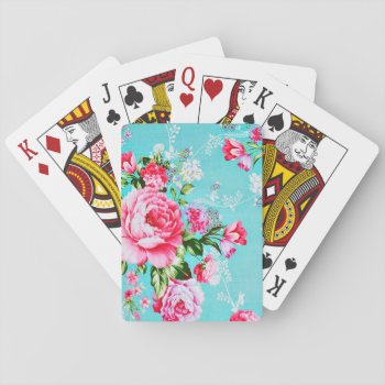 Vintage Chic Pink Floral Playing Cards by celebrateitgifts at Zazzle