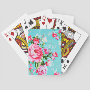 Vintage Chic Pink Floral Poker Cards