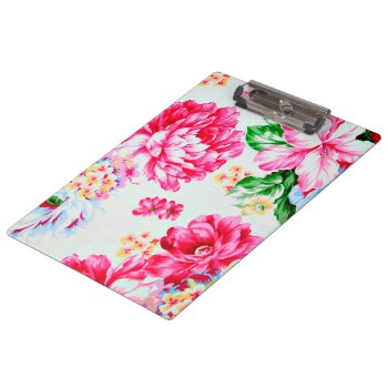 Vintage Chic Pink Flowers Floral Clipboard by celebrateitgifts at Zazzle