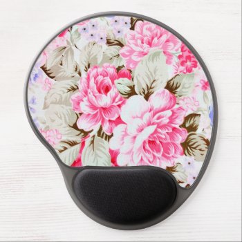 Vintage Chic Pink Flowers Floral Gel Mouse Pad by celebrateitgifts at Zazzle