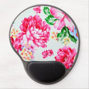 Vintage Chic Pink Flowers Floral Gel Mouse Pad by celebrateitgifts at Zazzle