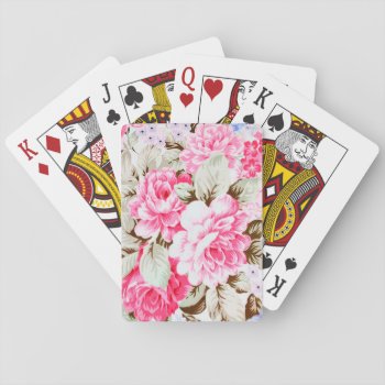 Vintage Chic Pink Flowers Floral Playing Cards by celebrateitgifts at Zazzle
