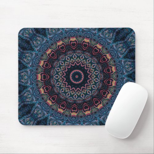 vintage Chic Pretty blue navy Floral persian trend Mouse Pad