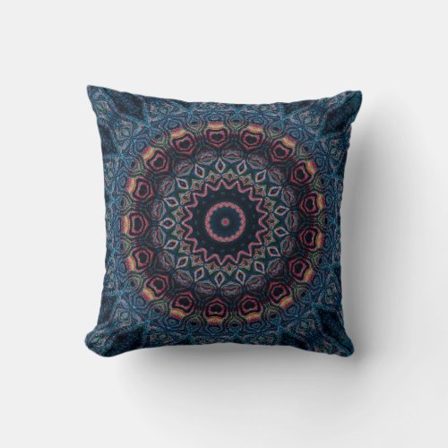 vintage Chic Pretty blue navy Floral persian trend Throw Pillow