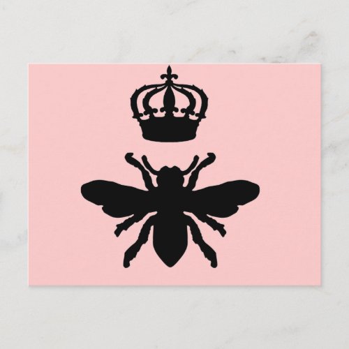 Vintage Chic Queen Bee Silhouette Postcard