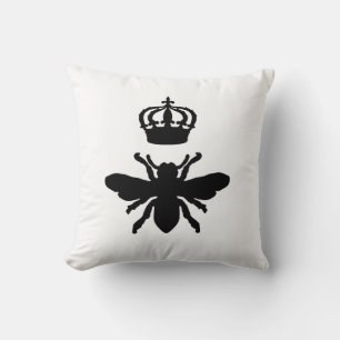 Vintage Chic Queen Bee Silhouette Throw Pillow