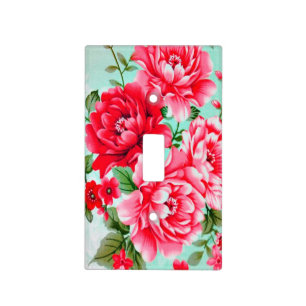 Vintage Chic Red Pink Floral Light Switch Cover