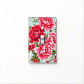 Vintage Chic Red Pink Floral Light Switch Cover (In Situ)