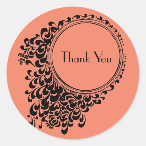 Vintage Chic retro thank you design Classic Round Sticker