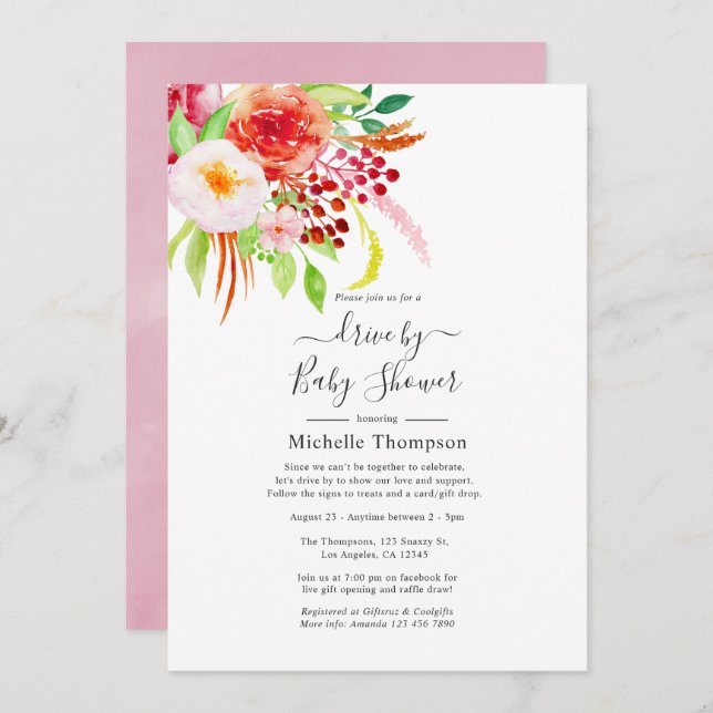 Vintage Chic Rustic Charm Drive By Shower Invitation (Front/Back)
