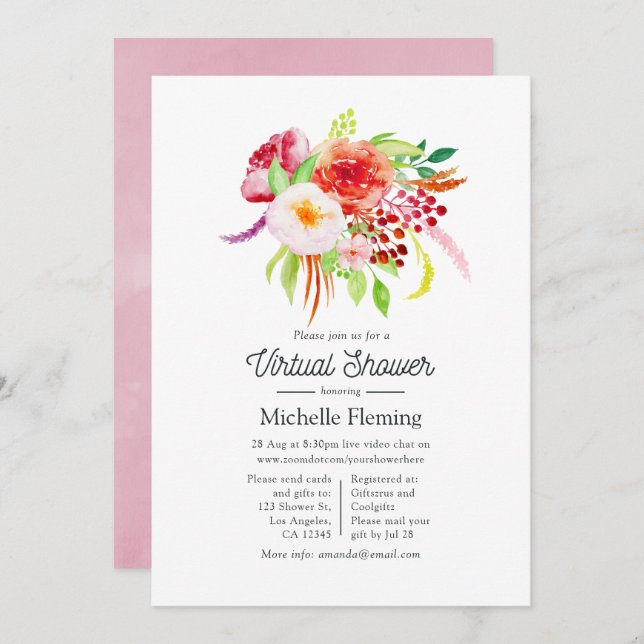 Vintage Chic Rustic Charm Virtual Baby Shower Invitation (Front/Back)