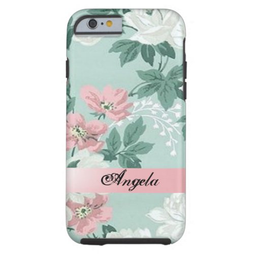Vintage Chic Shabby Flowers_Personalized Tough iPhone 6 Case