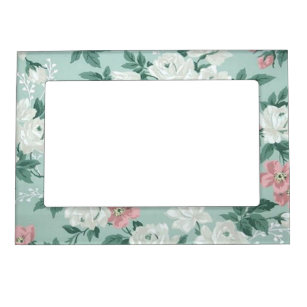 Vintage Chic Shabby Flowers-Personalized Magnetic Picture Frame
