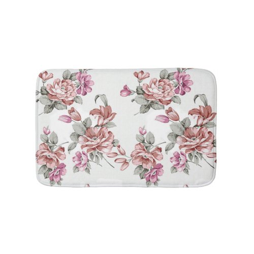 Vintage Chic  Shabby Girly Flowers Bathroom Mat