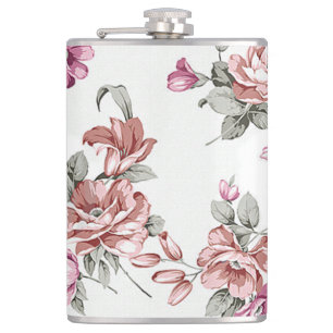 Vintage Chic Shabby Girly Flowers Flask