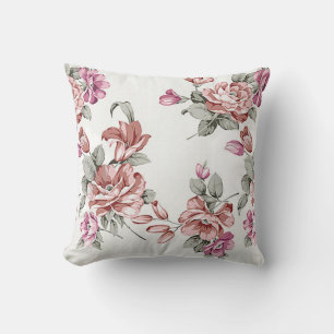 Vintage Chic Shabby Girly Flowers Throw Pillow
