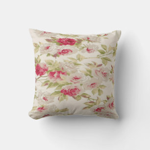 Vintage Chic Shabby Girly Roses Throw Pillow