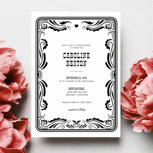 Vintage Chic Western Cowgirl Country Bridal Shower Invitation