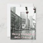 VINTAGE CHICAGO CHRISTMAS STREET PHOTOGRAPH HOLIDAY CARD