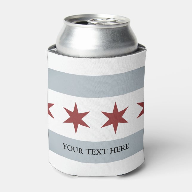 Vintage Chicago city flag can cooler drink holder (Can Front)