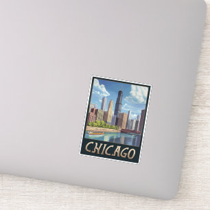 Vintage Chicago City Skyline Sticker