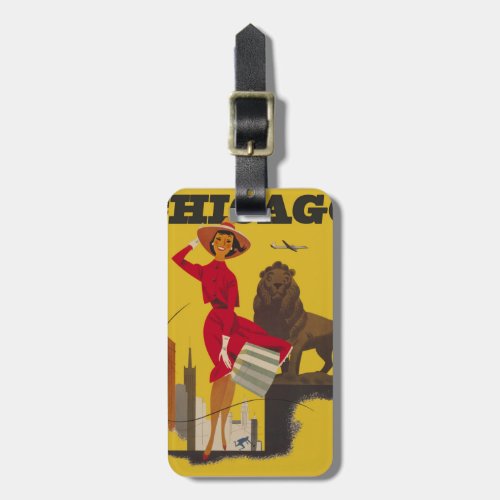 Vintage Chicago City Travel Advertisement Luggage Tag