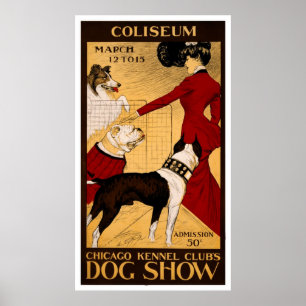 Vintage Chicago Dog Show vertical banner Poster