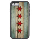 Vintage Chicago Flag Distressed Wood Look