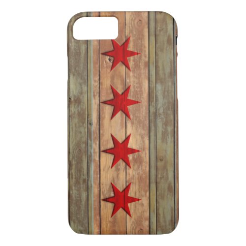 Vintage Chicago Flag Distressed Wood Look iPhone 87 Case