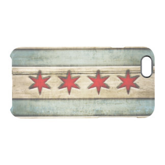 Vintage Chicago Flag Distressed Wood Look Clear iPhone 6/6S Case