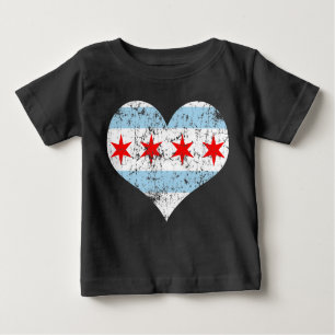 Vintage Chicago Flag Heart Baby T-Shirt
