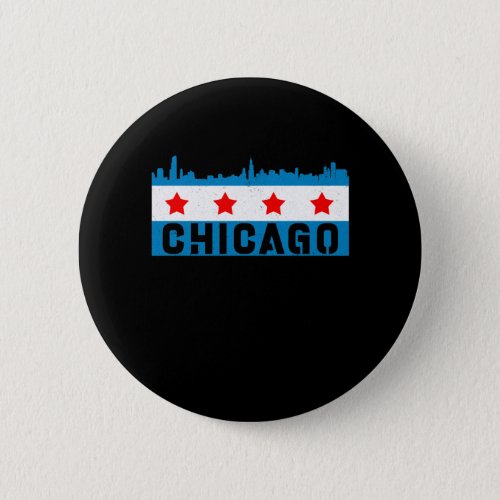 Vintage Chicago Flag Skyline Button