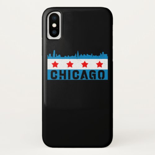 Vintage Chicago Flag Skyline iPhone X Case