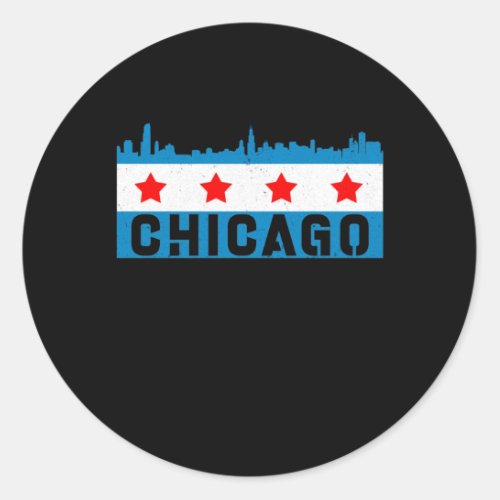Vintage Chicago Flag Skyline Classic Round Sticker