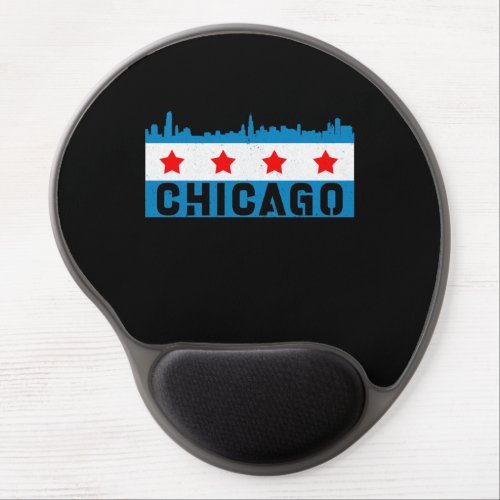 Vintage Chicago Flag Skyline Gel Mouse Pad