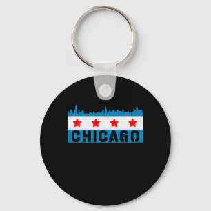 Vintage Chicago Flag Skyline Keychain