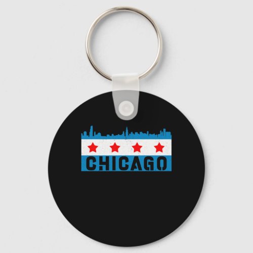 Vintage Chicago Flag Skyline Keychain