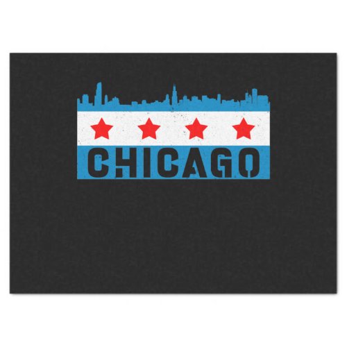 Vintage Chicago Flag Skyline Tissue Paper