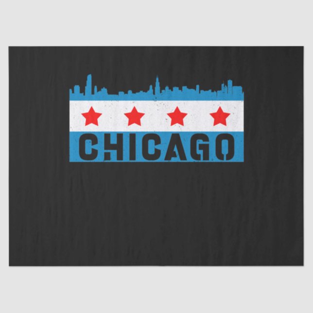 Vintage Chicago Flag Skyline Tissue Paper (Front)