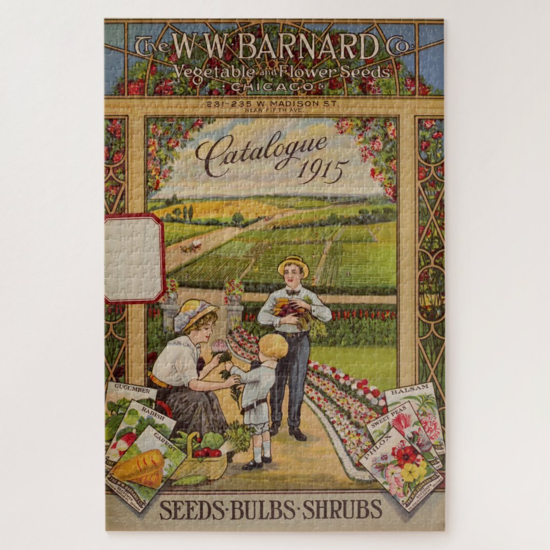 Vintage Chicago Gardening Flower Seeds Catalog Jigsaw Puzzle Zazzle