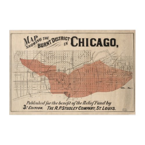 Vintage Chicago Great Fire Map 1871 Acrylic Print
