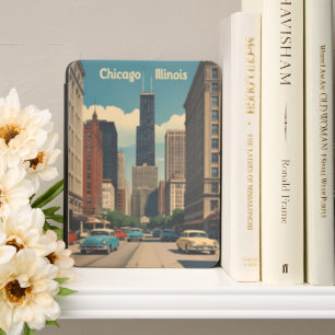 Vintage Chicago Illinois City Skyline Retro Travel Kindle Cover