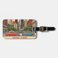 Vintage Chicago Illinois City Skyline Retro Travel