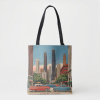Vintage Chicago Illinois City Skyline Retro Travel