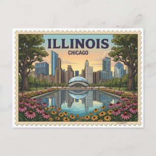 Vintage Chicago Illinois Millennium Park Skyline  Postcard