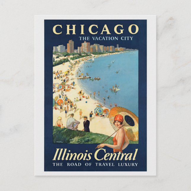 Vintage Chicago Illinois Retro Tourism Travel Postcard (Front)