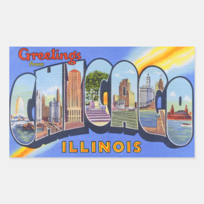 Chicago  IL Illinois WIndy  Vintage Looking  Travel Decal  Luggage Label Sticker 
