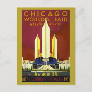 Vintage Chicago Illinois Worlds Fair Retro Travel Postcard