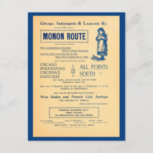 Vintage Chicago Indianopolis Louisville Railway ad Postcard